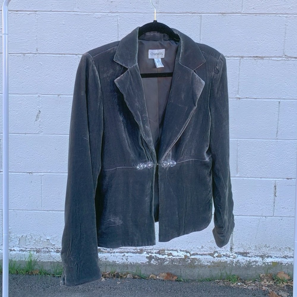 Gray velvet blazer